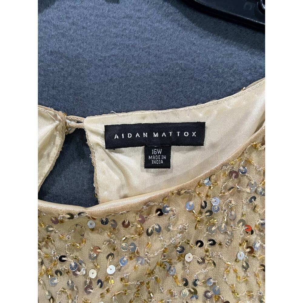 Aidan Mattox Gold Sequin Silk Dolman Cold Shoulder Cocktail Dress 16 A008915 - Picture 7 of 9